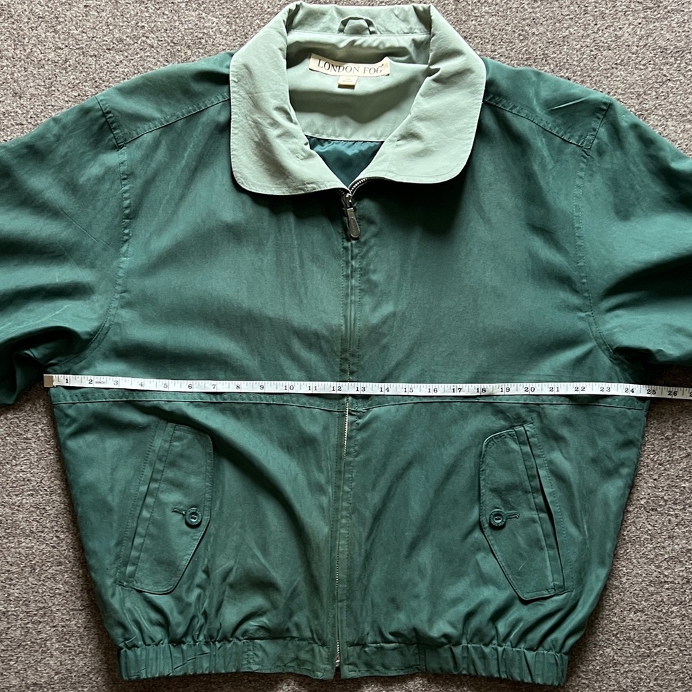 Vintage London Fog Microsuede Green Zip Up Bomber Jacket Colorblock Collar Men M - Picture 13 of 14
